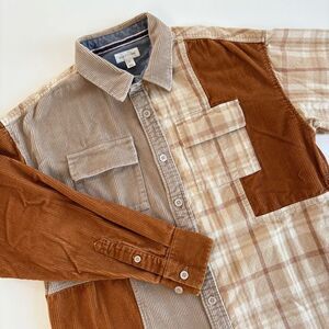 Patchwork Corduroy Shirt in Brown and Tan*